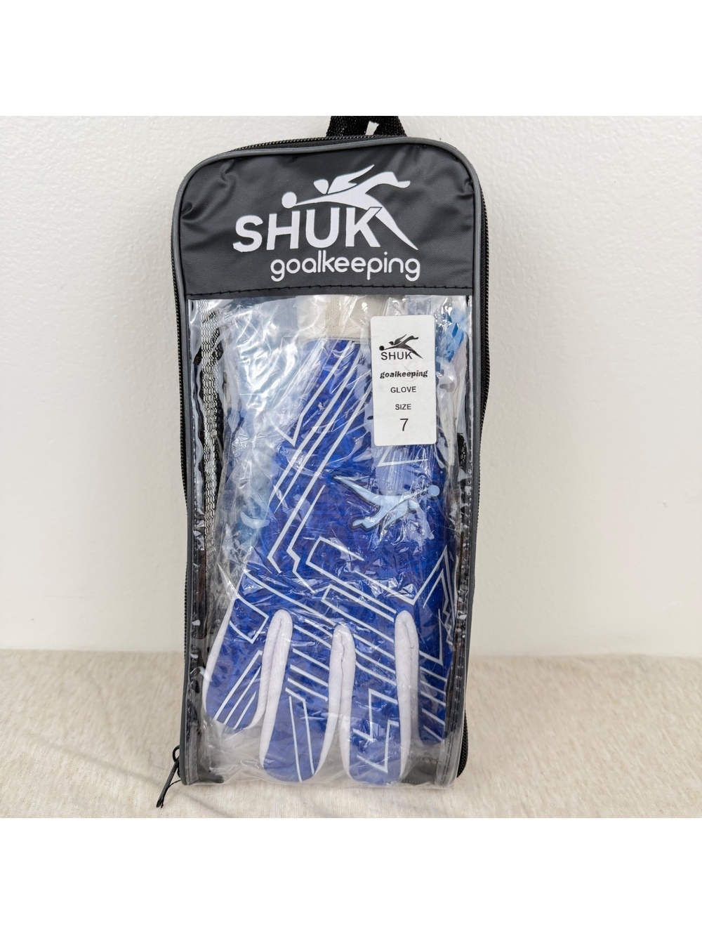 SHUK Goalkeeping Soccer Goalkeeper Gloves Size 7 Blue White New